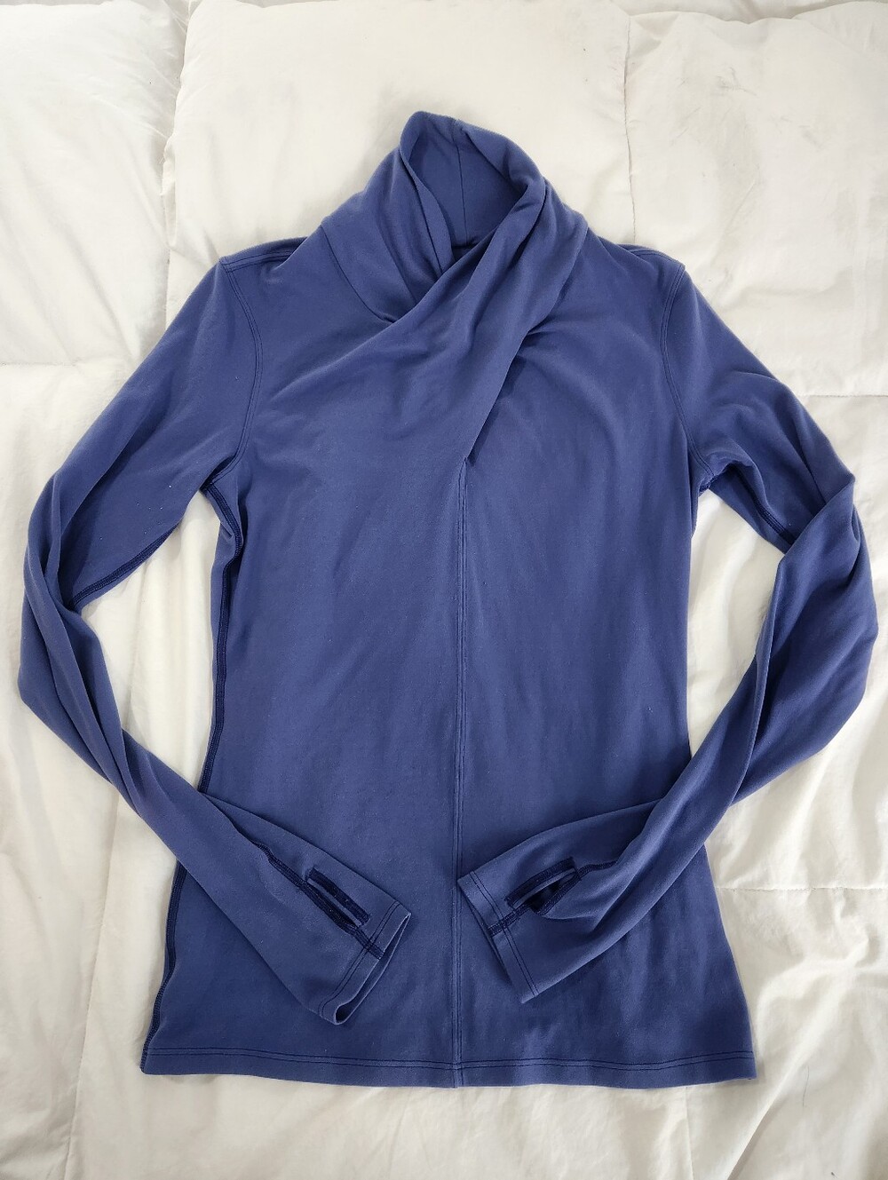 Lululemon Ethereal Long Sleeve High Neck Stretch Gatsby Blue Stretch Top Size 4